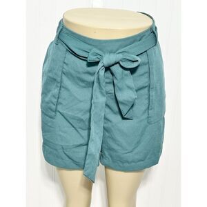 A New Day Women's High-Rise Tie Waist Paperbag Shorts Pockets Green‎ XL